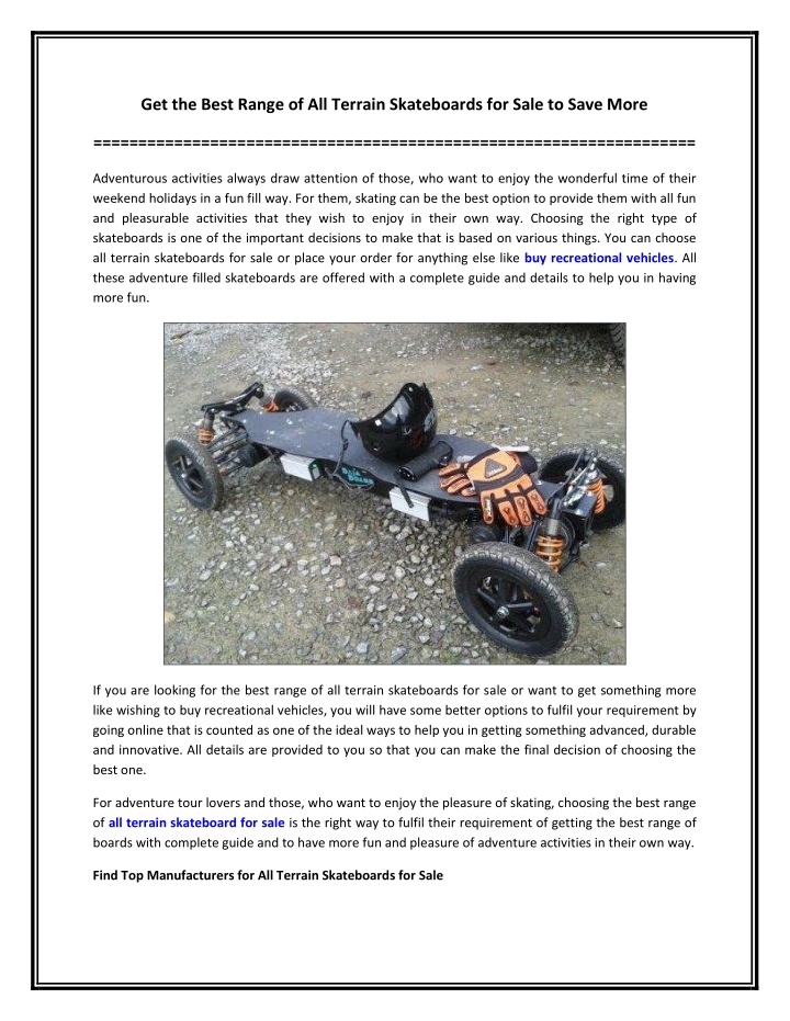 PPT - Get the Best Range of All Terrain Skateboards for Sale to Save More PowerPoint Presentation - ID:11282100