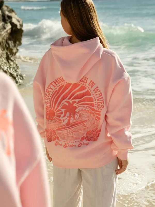 Pink Palm Puff Pullover Hoodie - to live for the hope of it all hoodie