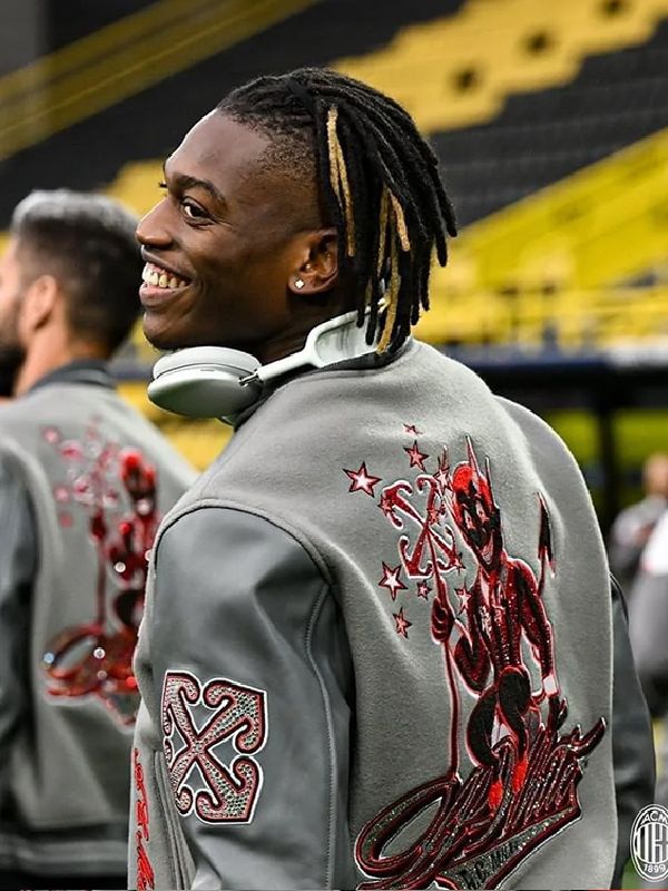 Off White Ac Milan Grey Varsity Jacket | 35% OFF