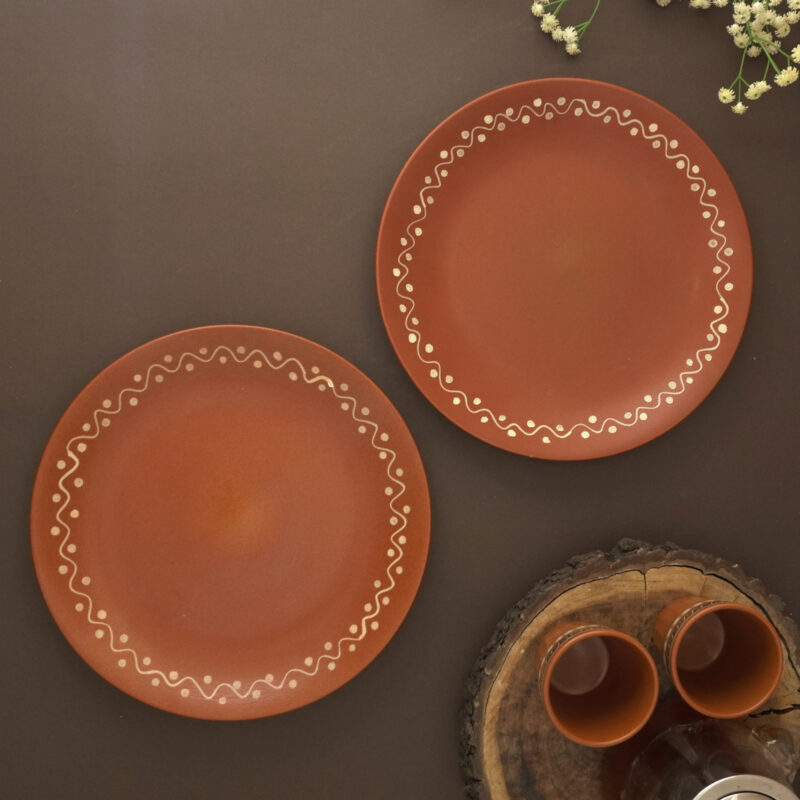 Ceramic Terracotta-finished Dinner Plate | House of Mishka