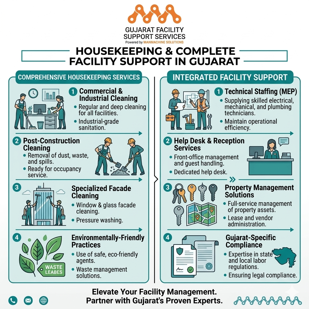 Complete Professional Housekeeping Services in Gujarat for All Needs – Professional Housekeeping Services – Facility Management Company | Manmachinesolutions