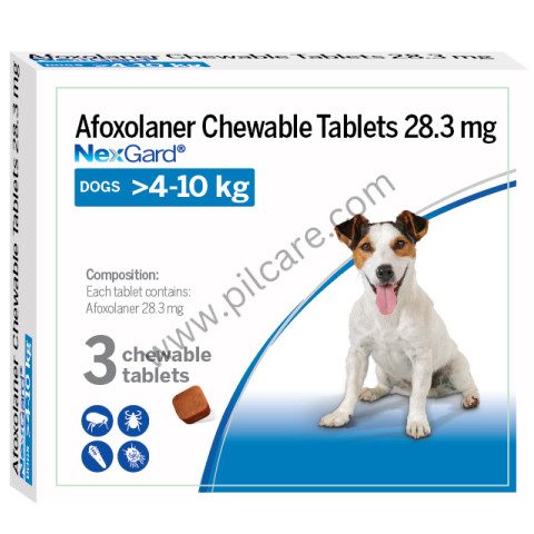 Buy NexGard 28.3mg Flea and Tick Chewable Tablet for Dogs 4-10 kg Online at best price in India