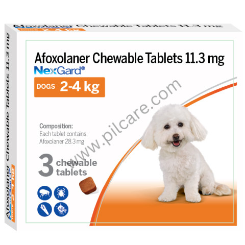 Buy NexGard 11.3mg Flea and Tick Chewable Tablet for Dogs 2-4 kg Online at Best price