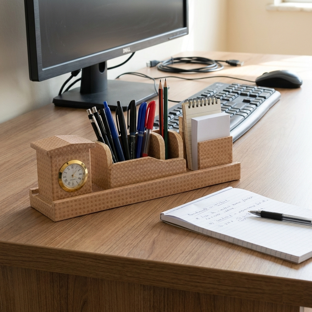 Desk Organizer | Wooden Desk Calendar, Pen Holder & Pen Stand | KV Crafts