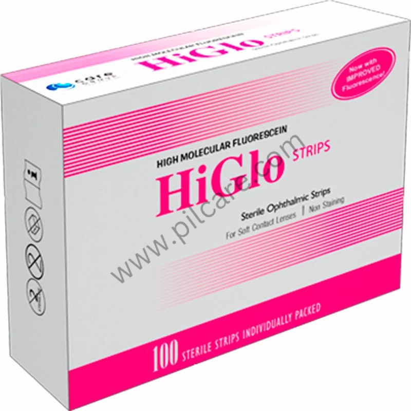 Buy HiGlo Strips High Molecular Fluorescein Sodium Ophthalmic Strips 100'S Online in India
